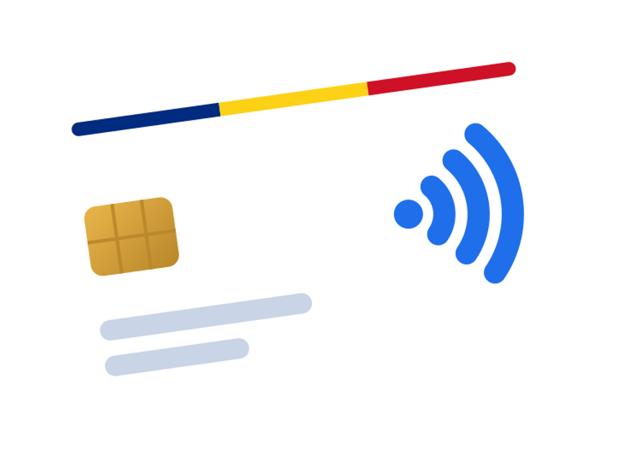 Carte de identitate cu simbolul de citire fără contact
